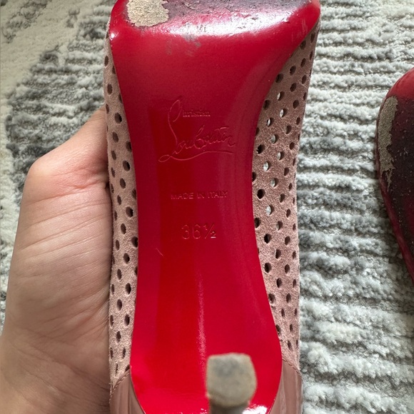 Christian Louboutin Perforated Tan Heels - Picture 14 of 14
